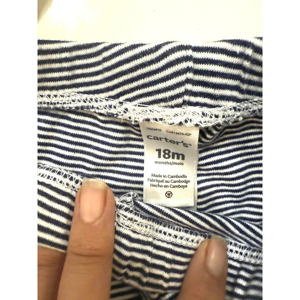 Carter's Bodysuit + Pants Boy 18 Mos Navy Blue Striped 2 Piece Outfit Sailor‎